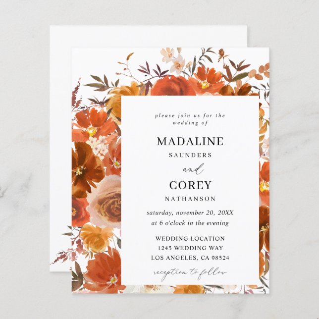 Budget Red & Orange Fall Floral Wedding (Front/Back)