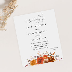 Budget Red & Orange Fall Floral Wedding 2 Flyer
