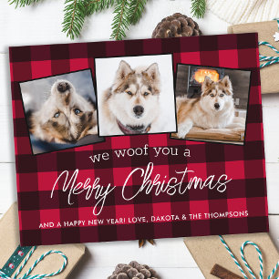Budget Red Plaid Custom Pet Dog Photo Christmas