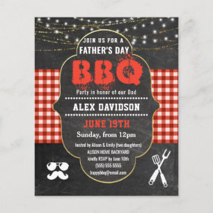 BUDGET Red Plaid Father's Day BBQ Party Invitation