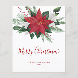Budget Red Poinsettia Christmas Holiday Card