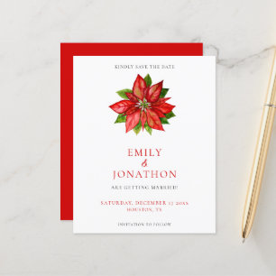 Budget Red Poinsettia Wedding Save The Date
