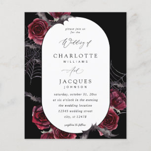 Budget Red Rose Halloween Bats Wedding- Black Flyer