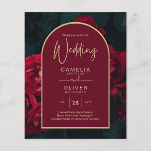 BUDGET Red Roses ForestGreen Winter Wedding INVITE Flyer