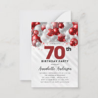 Budget Red Silver Balloon Glitter 70th Birthday