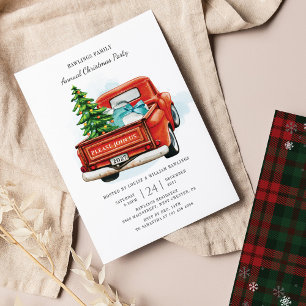 Budget Red Truck Christmas Party Invitation Flyer