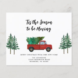 Budget Red Truck Christmas Tree New Address Card