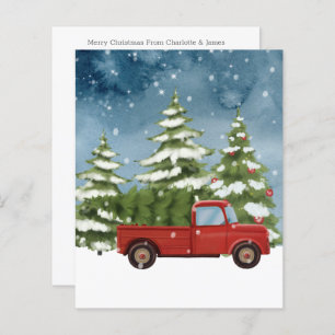 BUDGET Red Truck Photo Christmas Tree Card
