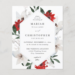 Budget Red & White Christmas Floral Wedding Flyer