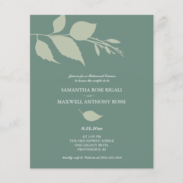 Budget Rehearsal Dinner Green Invitations Flyer (Front)