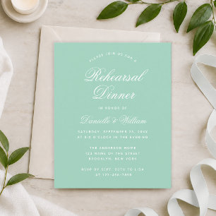 Budget Rehearsal Dinner Mint White Invitation