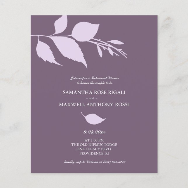 Budget Rehearsal Dinner Purple Invitations Flyer (Front)