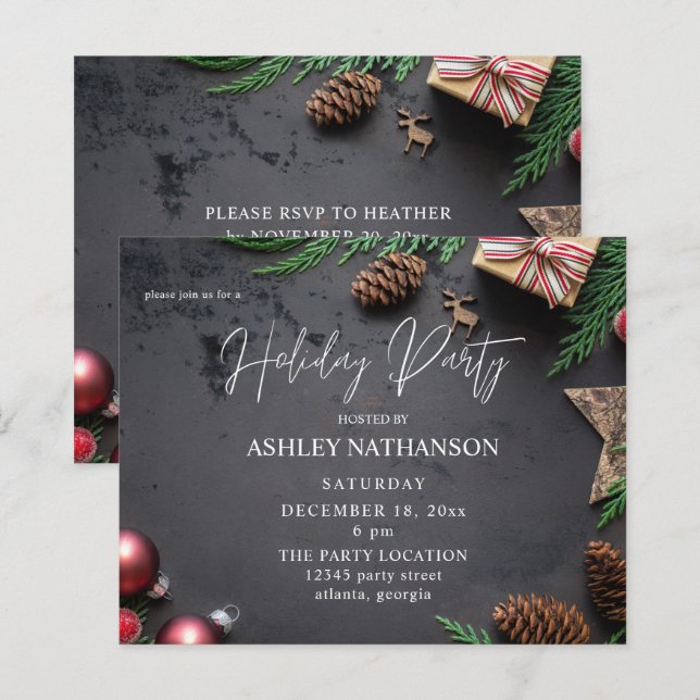 Budget Reindeer & Pine Rustic Holiday Party (Front/Back)