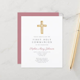 Budget Religious Cross Pink Girl First Communion