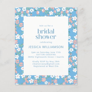 Budget Retro Boho Blue Ditsy Floral Bridal Shower