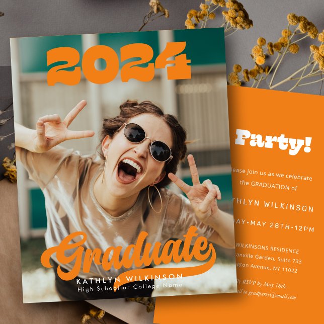 BUDGET Retro Bold Typography Photo Graduation Flyer (Creator Uploaded)