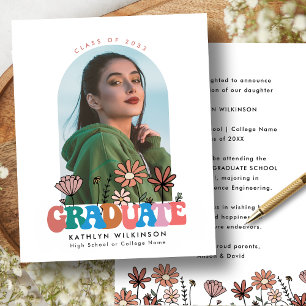 BUDGET Retro Floral Arch Photo GRAD Announcement