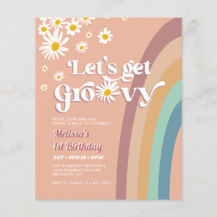 Budget Retro Let's Groovy Daisy Rainbow Birthday