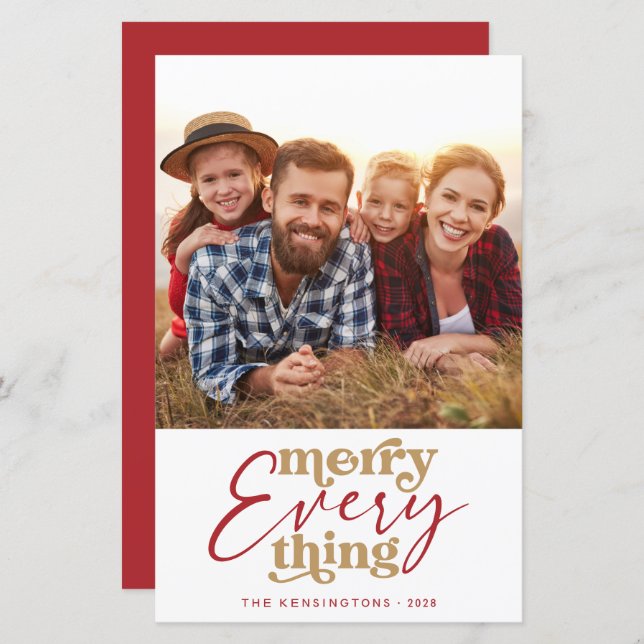 Budget Retro Merry Everything Holiday Photo  (Front/Back)