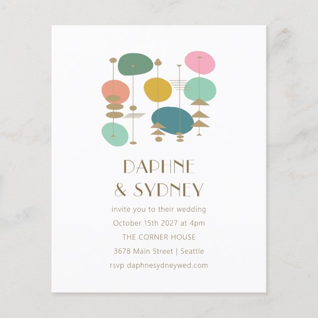 Budget Retro Mid Century Modern Wedding Invitation (Front)