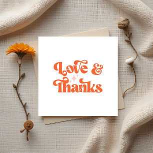 Budget Retro Orange Love and Thanks Wedding Card