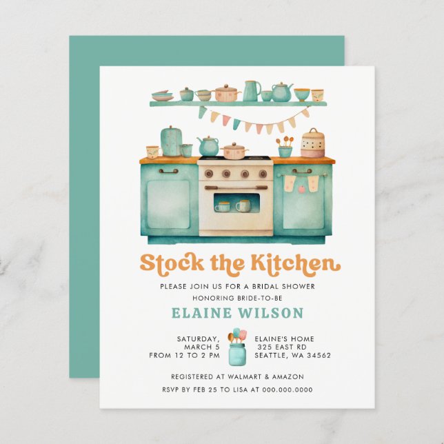 Budget Retro Stock the Kitchen Bridal Shower  (Front/Back)
