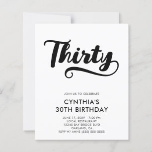 Budget Retro Swash Bold Script 30th Birthday