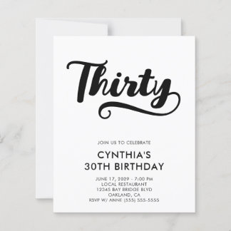 Budget Retro Swash Bold Script 30th Birthday