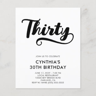 Budget Retro Swash Bold Script 30th Birthday Flyer