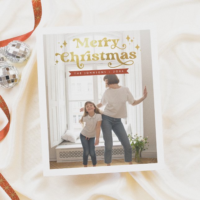 Budget Retro Typography Groovy Christmas Photo  (Creator Uploaded)