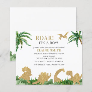Budget Roar Dinosaur Baby Shower Invitation