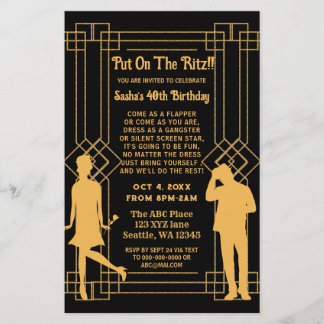 Budget Roaring 20 art deco flapper girl Invitation