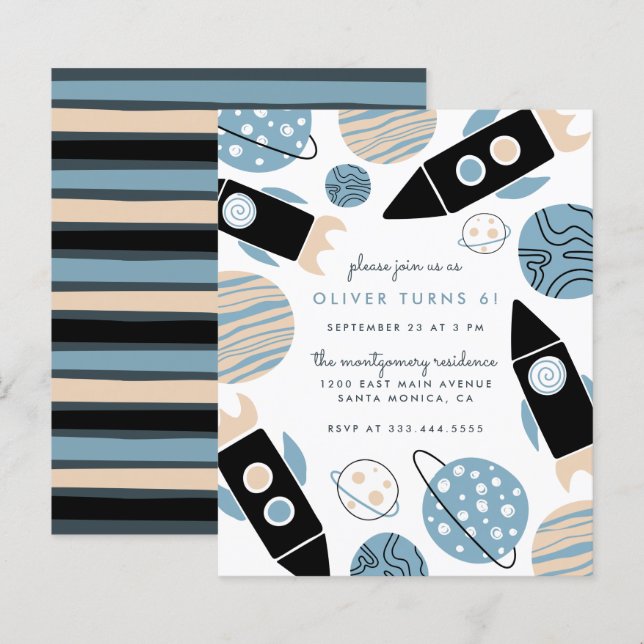 Budget Rocket Ship Outer Space Birthday Party (Front/Back)