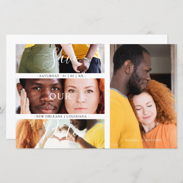 Budget Romantic 4 Wedding Engaged Photos Collage (Front/Back)