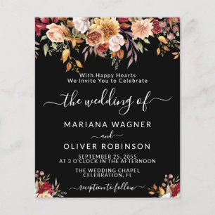 Budget Romantic Fall Floral Black Wedding