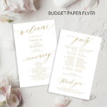 Budget romantic gold typography wedding program flyer<br><div class="desc">Modern simple minimalist faux gold script trendy clean white ceremony and party cheap BUDGET wedding program paper flyer template featuring chic trendy romantic elegant calligraphy. Easy to personalise with your custom text on both sides! PLEASE READ THIS BEFORE PURCHASING! This is a cheap budget program printed on a PAPER FLYER...</div>