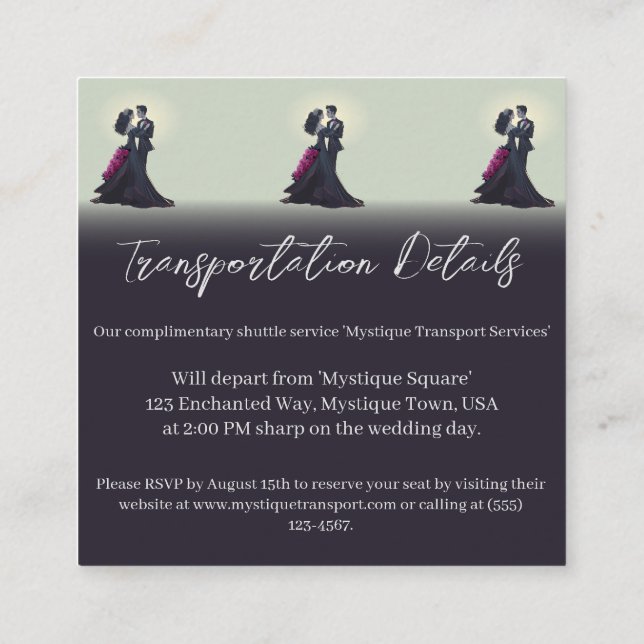 Budget Romantic Gothic Lovers Transport Details Enclosure Card (Back)