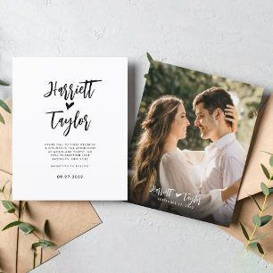 BUDGET Romantic Lovely Heart Script Photo Wedding