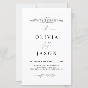 BUDGET Romantic Script Black White Initial Wedding