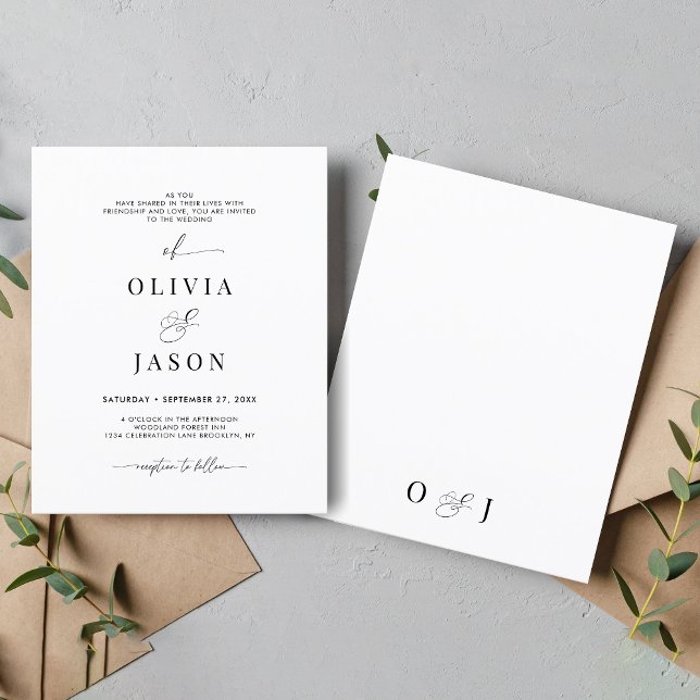 BUDGET Romantic Script Black White Initial Wedding (Creator Uploaded)