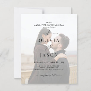 BUDGET Romantic Script Black White Photo Wedding