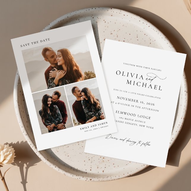 Budget Romantic Script Boho Wedding Photo Invites (Creator Uploaded)