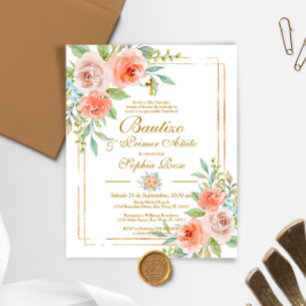 Budget Rosas para Bautizo & Primer Añito Invite