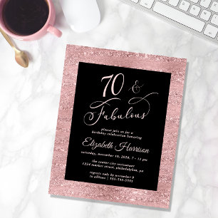 Budget Rose Gold 70th Birthday Party Invitation