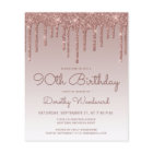 Budget Rose Gold 90th Birthday Party Invitation
