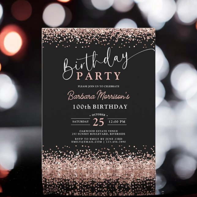 Budget Rose Gold Black Any Age 100th Birthday  (Creator Uploaded)