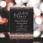 Budget Rose Gold Black Any Age 18th Birthday<br><div class="desc">Celebrate your milestone with the Budget Rose Gold Black Any Age 18th Birthday Invitation. Designed with a stylish rose gold glitter effect on a sleek black background,  this affordable and elegant invitation is perfect for marking a special birthday in a chic and modern way.</div>