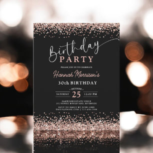 Budget Rose Gold Black Any Age 30th Birthday Flyer
