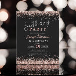 Budget Rose Gold Black Any Age 40th Birthday<br><div class="desc">Mark the occasion with the Budget Rose Gold Black Any Age 40th Birthday Invitation. This chic and elegant design blends sparkling rose gold glitter with a sleek black background, creating a sophisticated look that’s perfect for celebrating a fabulous 40th birthday. Offering both style and affordability, this invitation ensures your milestone...</div>