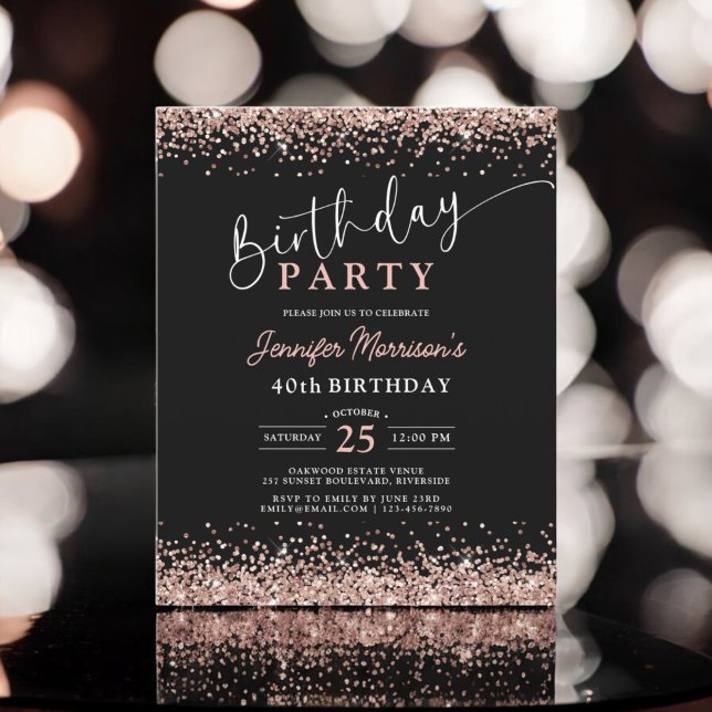 Budget Rose Gold Black Any Age 40th Birthday Flyer (Creator Uploaded)